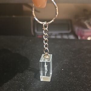 Source Unknown Clear Acrylic Crystal Keychain with Silver Hardware